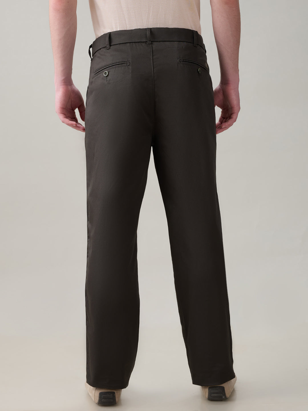 Colorplus Men Green Twill Regular Fit Cotton Trouser