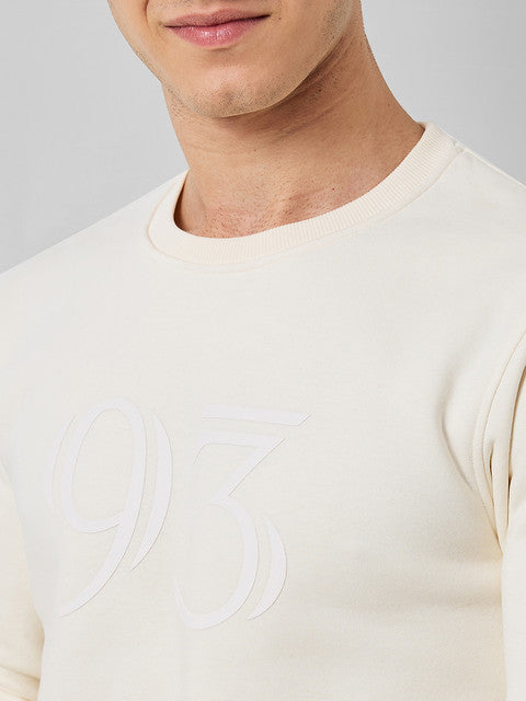 Colorplus Men White Solid Regular Fit Cotton Blend Sweatshirt