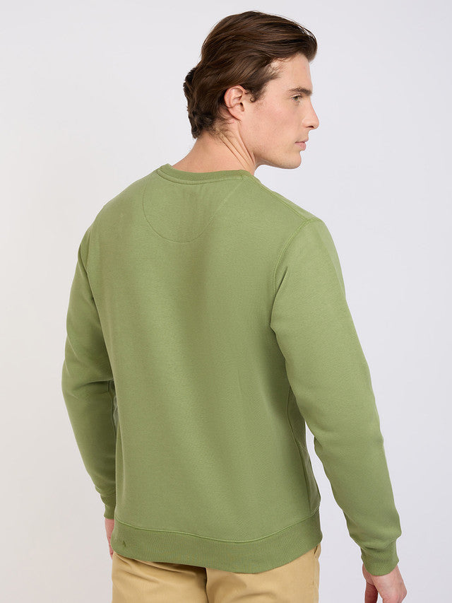 Colorplus Men Green Solid Regular Fit Cotton Blend Sweatshirt