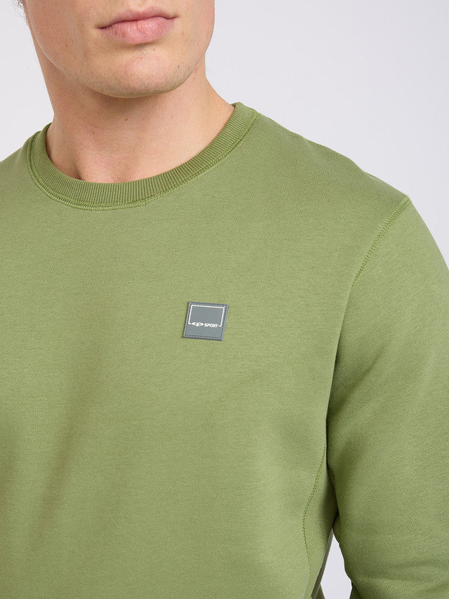Colorplus Men Green Solid Regular Fit Cotton Blend Sweatshirt