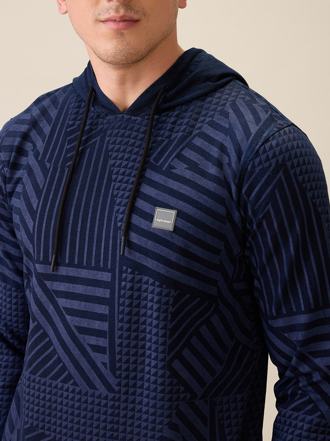 Colorplus Men Blue Printed Regular Fit Cotton Full Sleeve Sweatshirt
