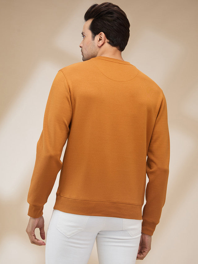 Colorplus Men Brown Solid Regular Fit Polyester Blend Sweatshirt