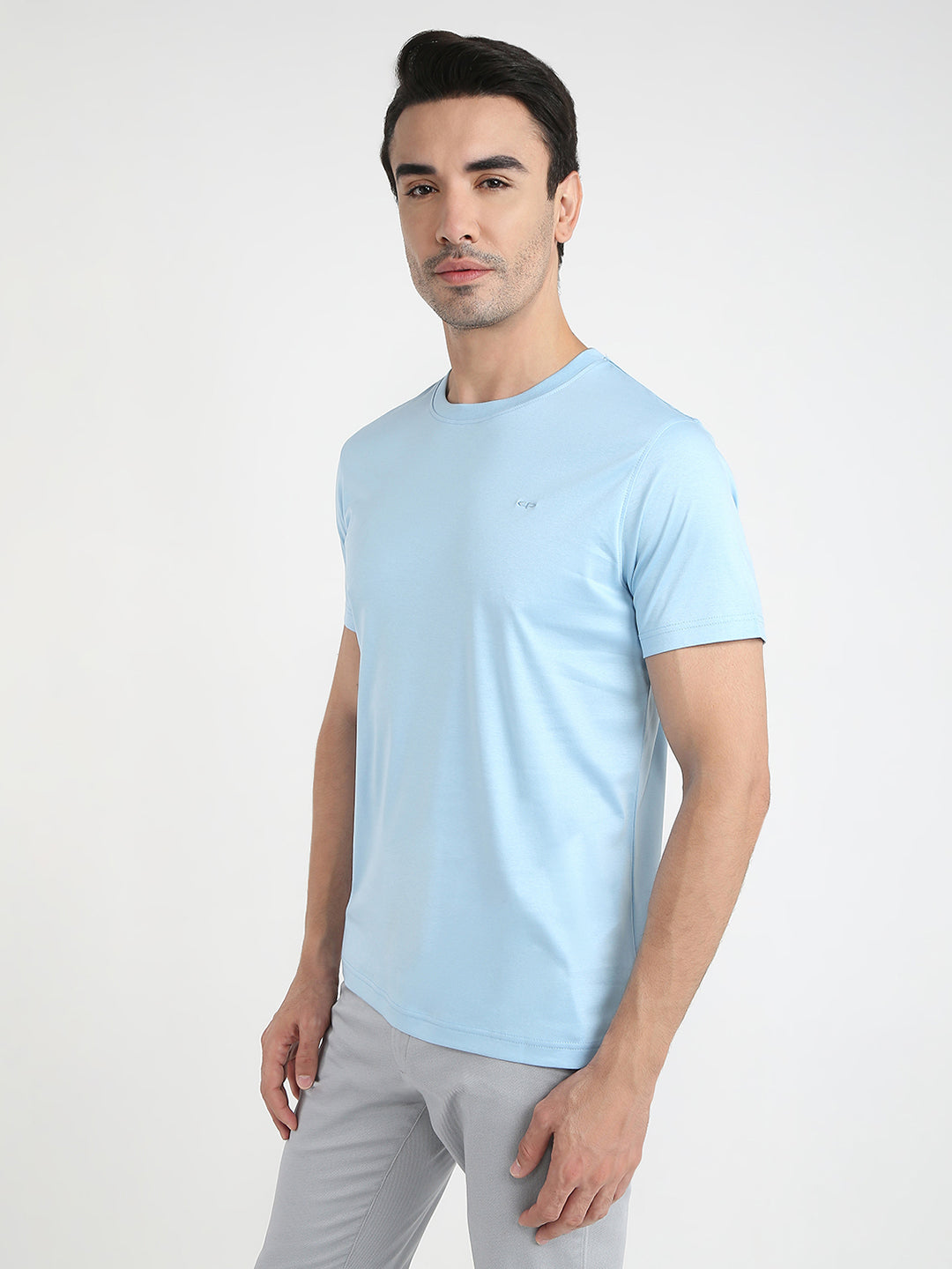Colorplus Men Blue Solid Regular Fit Cotton Half Sleeve T-Shirt