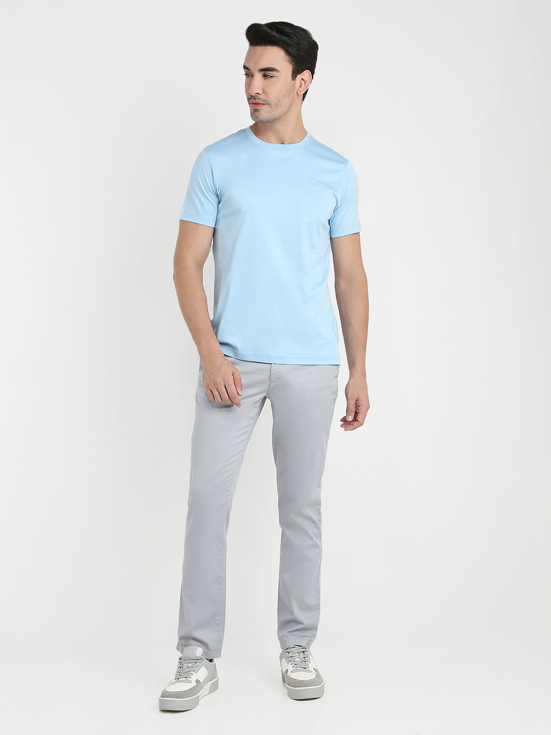 Colorplus Men Blue Solid Regular Fit Cotton Half Sleeve T-Shirt