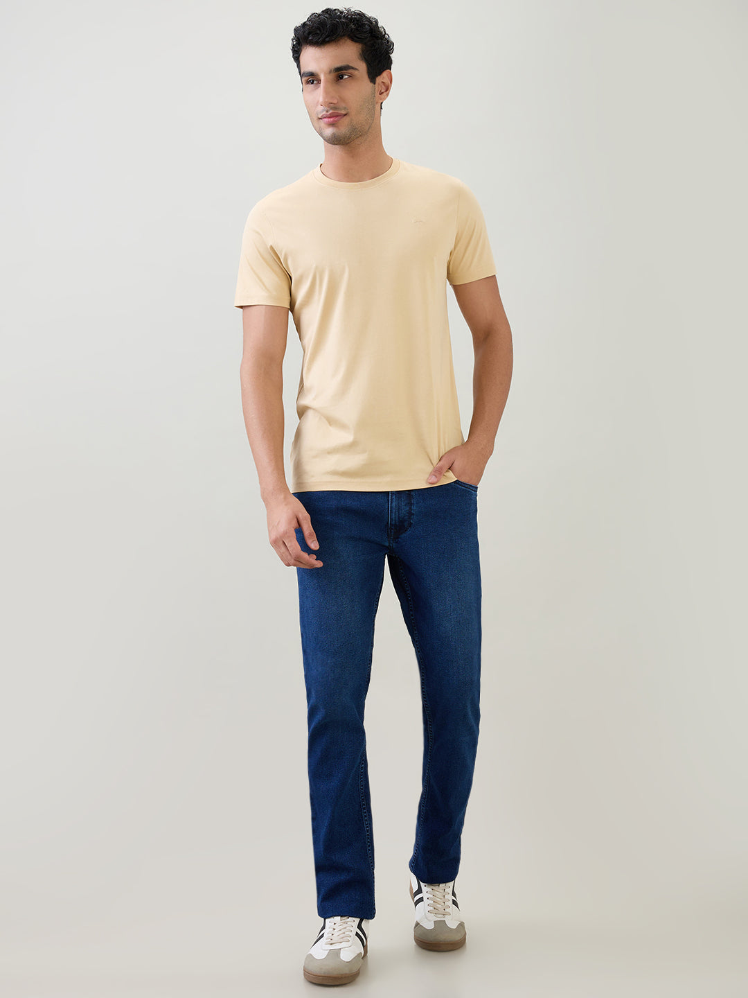 Colorplus Men Brown Solid Regular Fit Cotton Half Sleeve T-Shirt