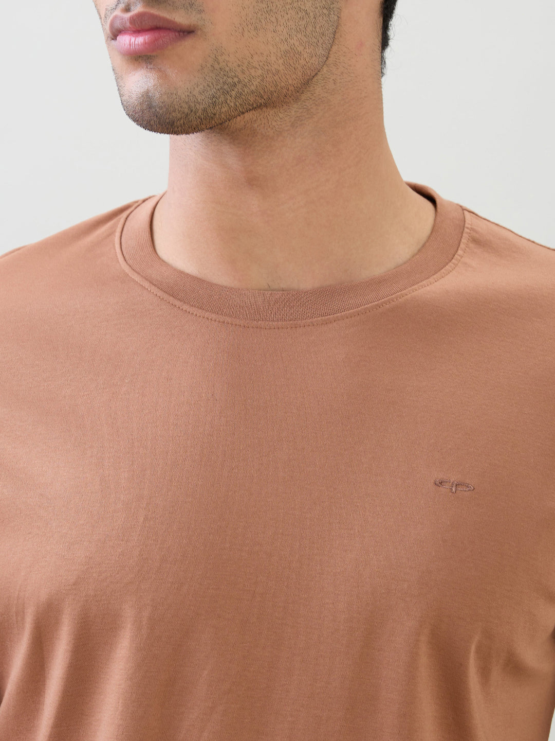 Colorplus Men Brown Solid Regular Fit Cotton Half Sleeve T-Shirt