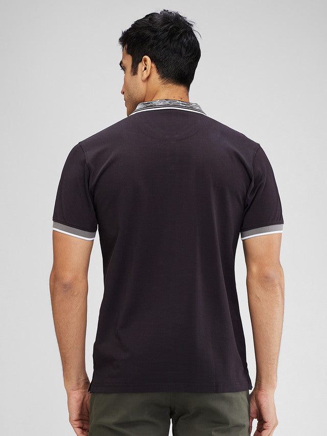 Colorplus Black Solid Regular Fit Cotton T-Shirt