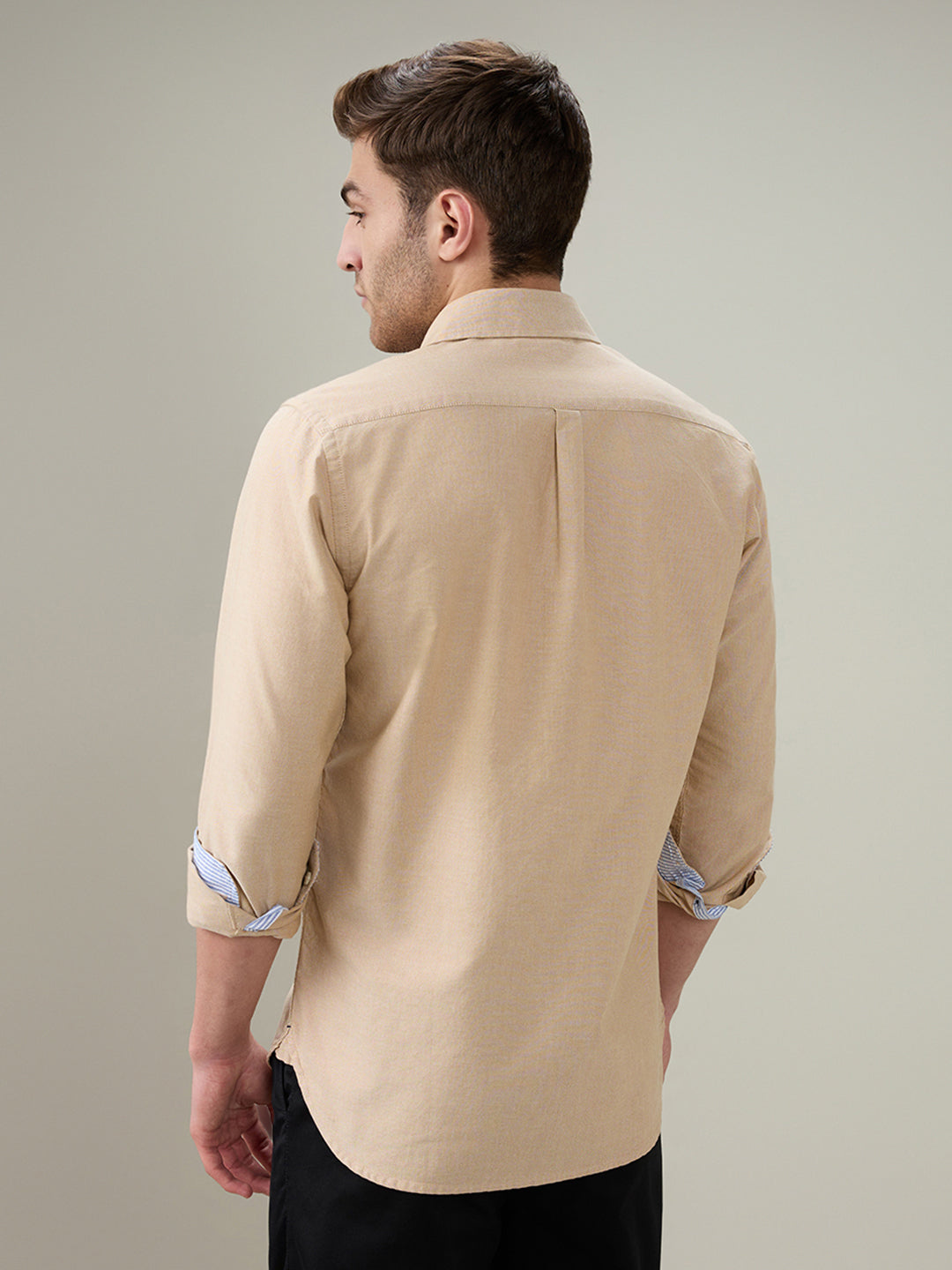 Colorplus Men Brown Solid Slim Fit Cotton Full Sleeve Casual Shirt