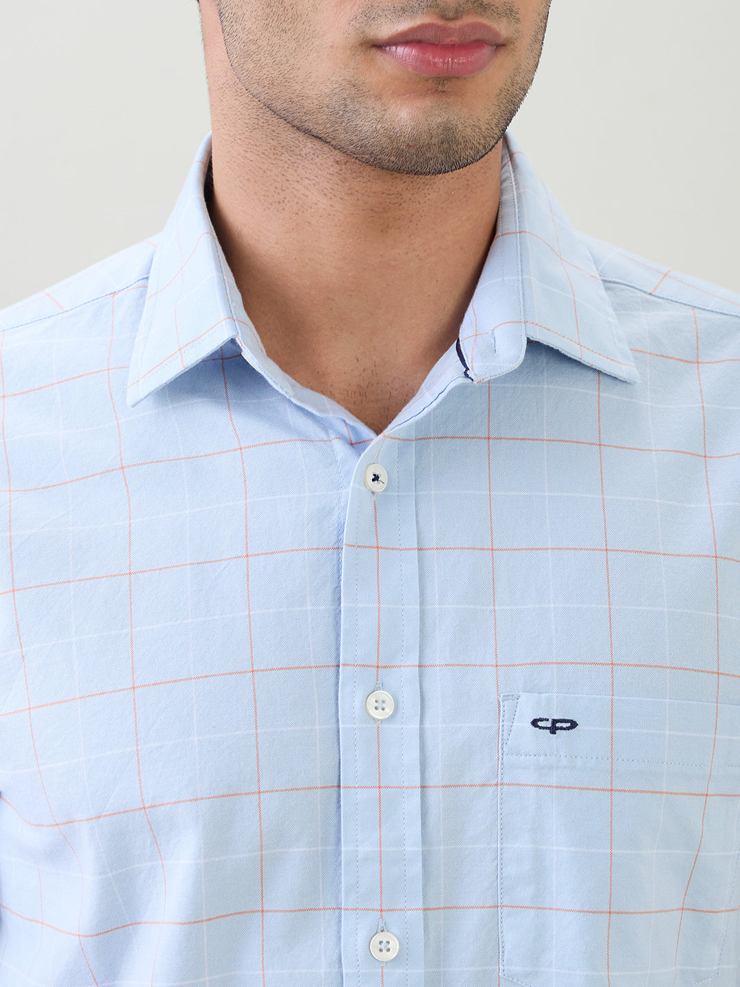Colorplus Men Blue Checks Regular Fit Cotton Blend Full Sleeve Casual Shirt