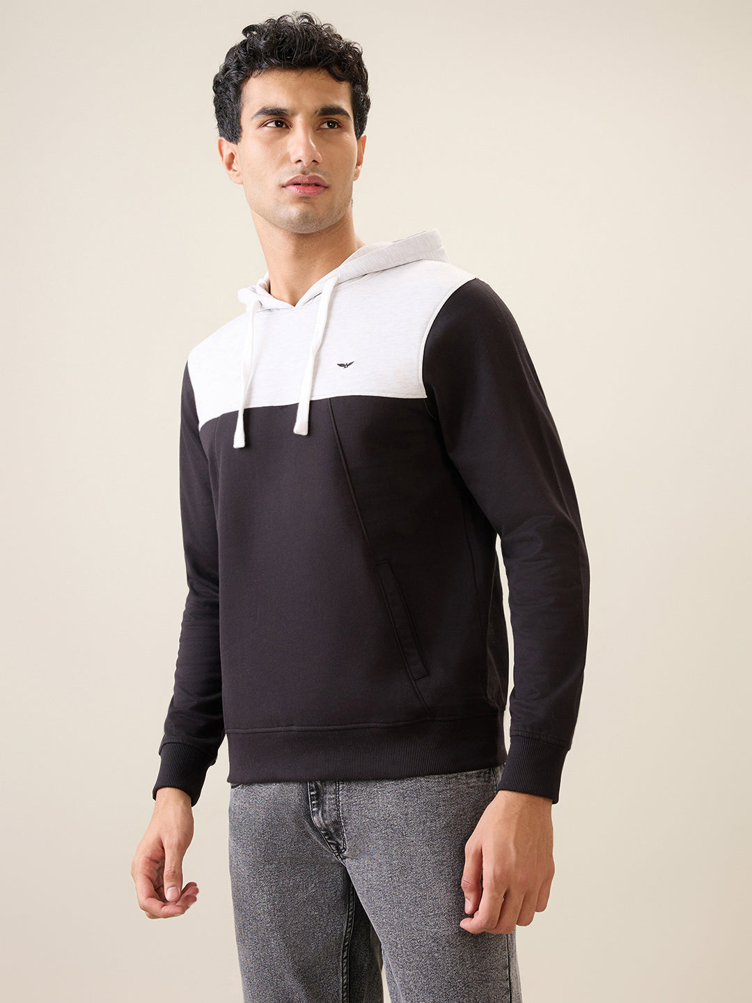 Park Avenue Men Grey Printed Slim Fit Cotton Blend Sweatshirt