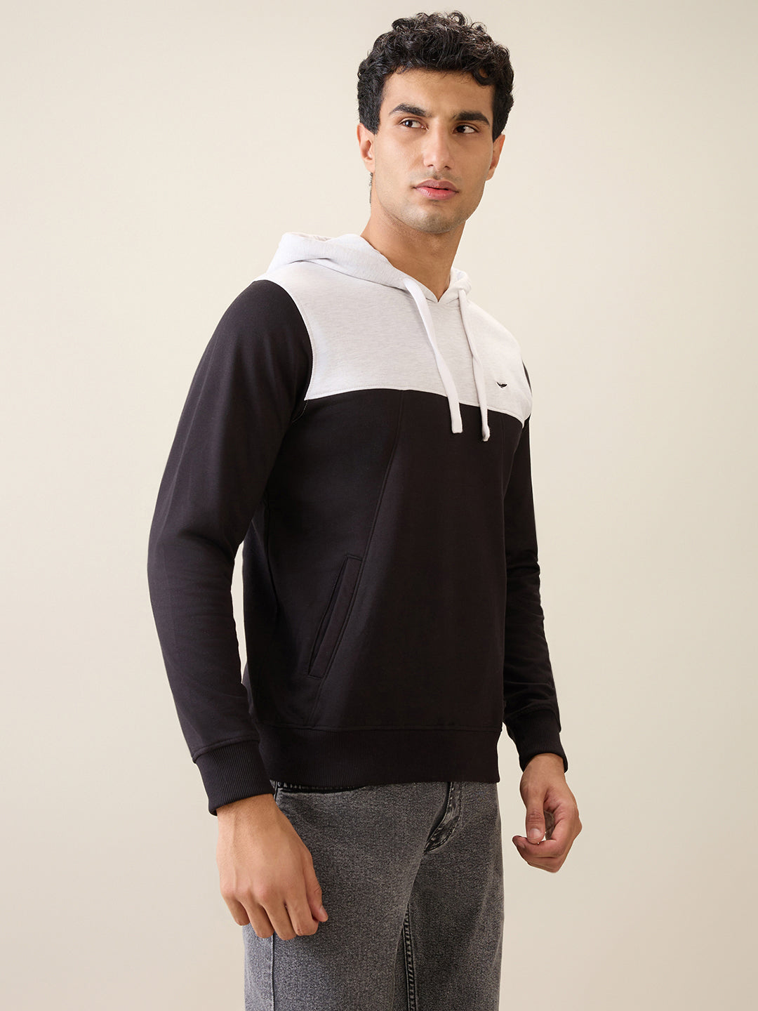 Park Avenue Men Grey Printed Slim Fit Cotton Blend Sweatshirt