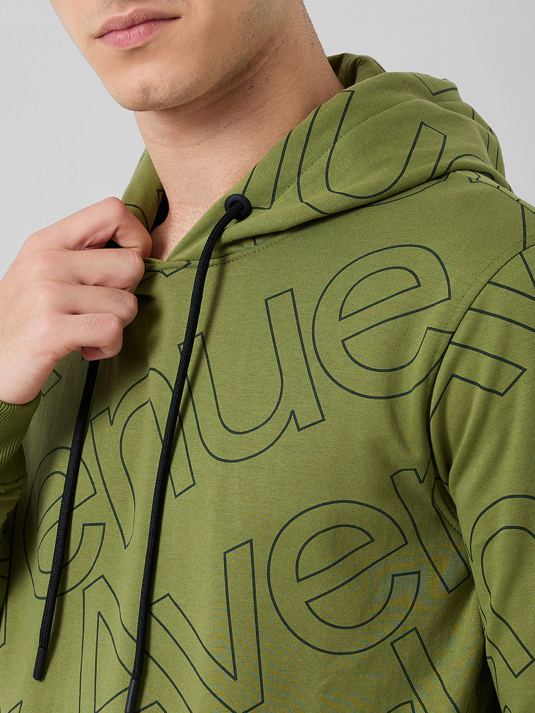 Park Avenue Men Green Print Slim Fit Cotton Blend Sweatshirt