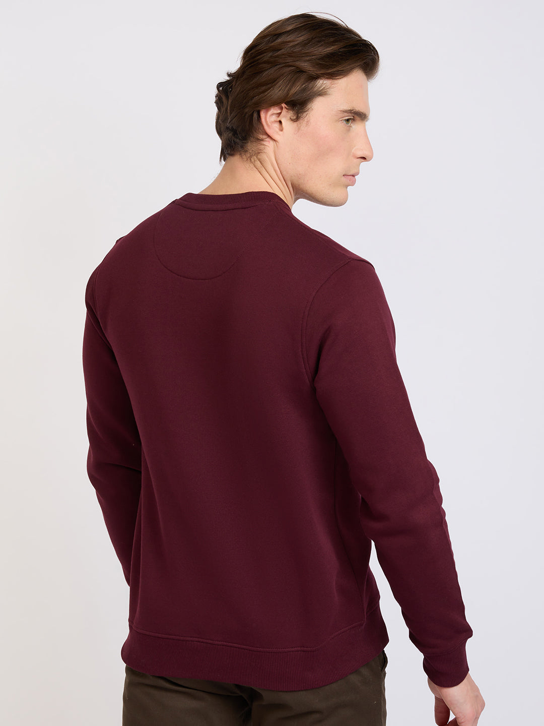 Park Avenue Men Maroon Printed Slim Fit Cotton Blend Sweatshirt