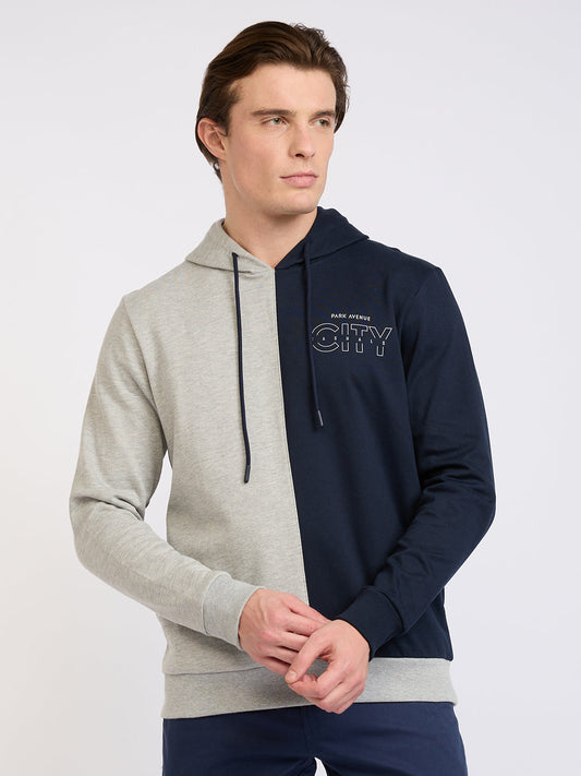 Park Avenue Men Grey Cut & Sew Slim Fit Cotton Blend Sweatshirt