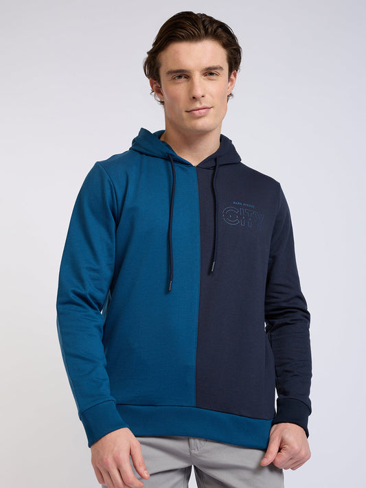 Park Avenue Men Blue Cut & Sew Slim Fit Cotton Blend Sweatshirt