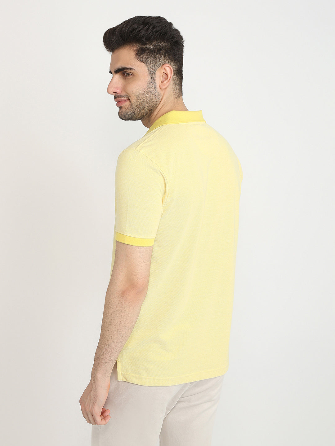 Park Avenue Men Yellow Two Tone Slim Fit Cotton Blend T-Shirt