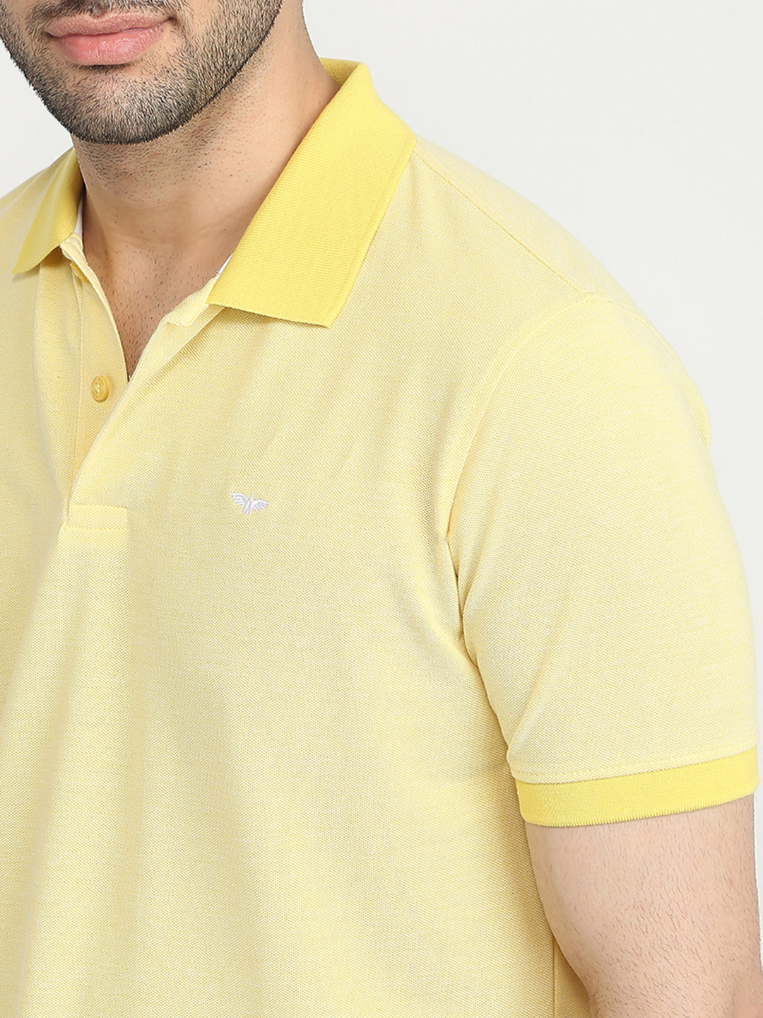Park Avenue Men Yellow Two Tone Slim Fit Cotton Blend T-Shirt