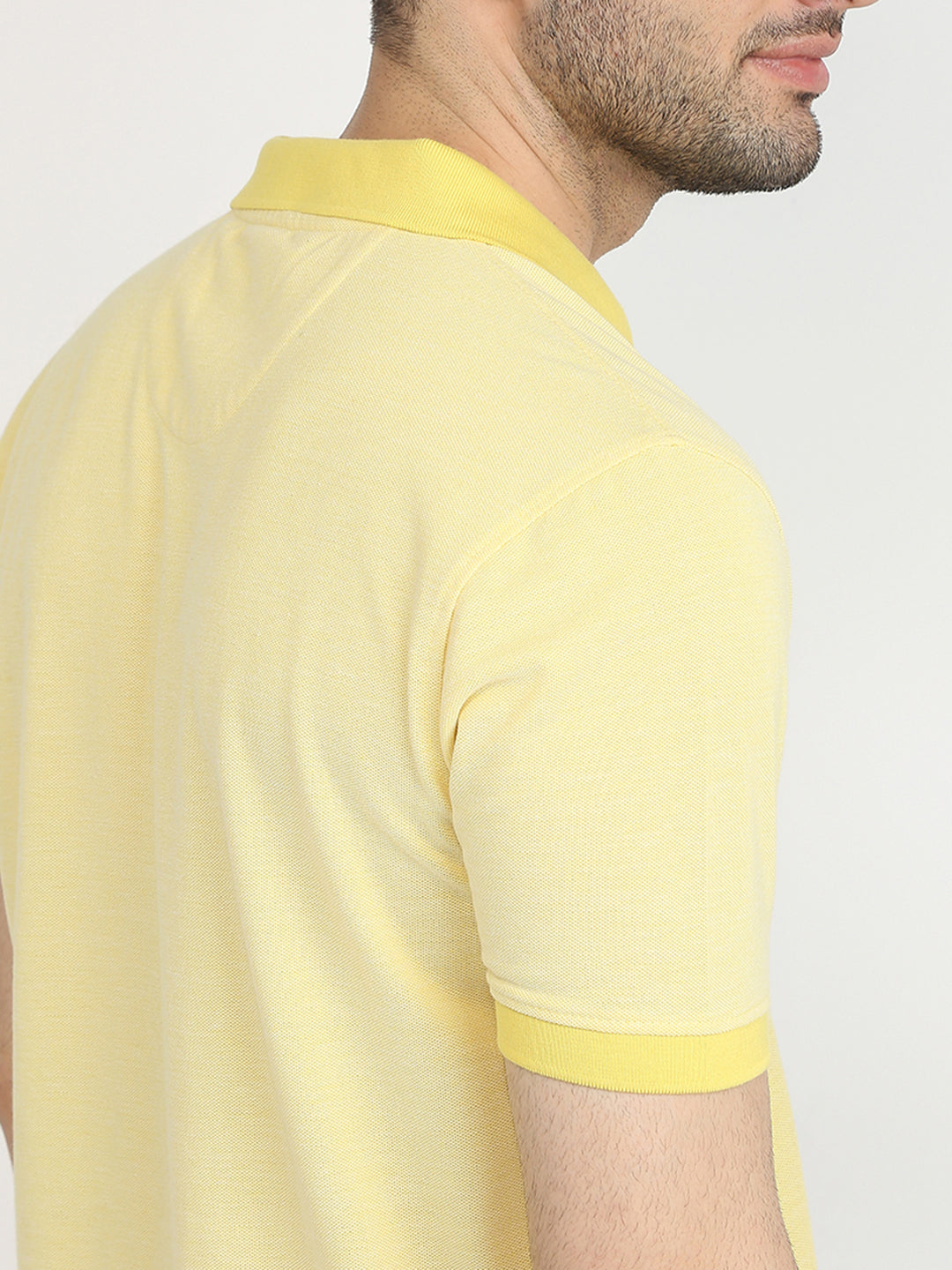 Park Avenue Men Yellow Two Tone Slim Fit Cotton Blend T-Shirt