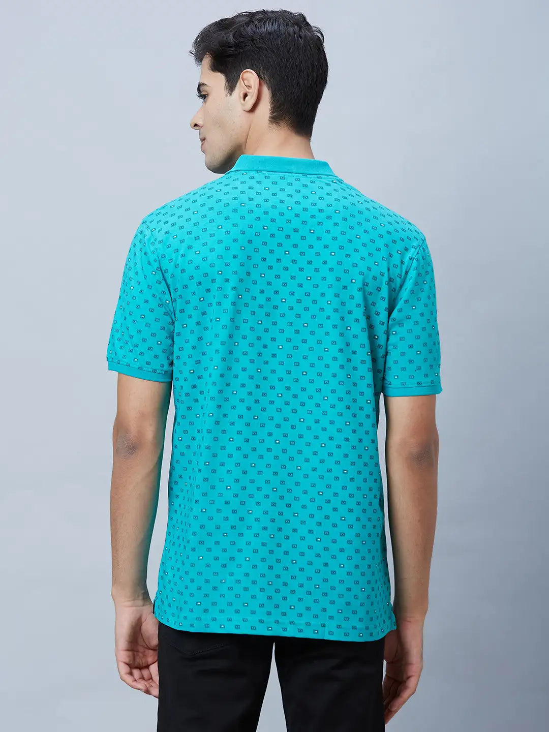 Men Green Slim Fit Print Cotton T-Shirt