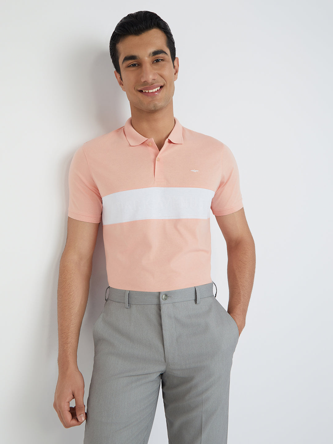 Park Avenue Men Red Solid Slim Fit Cotton Blend T-Shirt