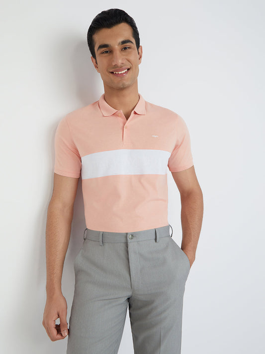 Park Avenue Men Red Solid Slim Fit Cotton Blend T-Shirt