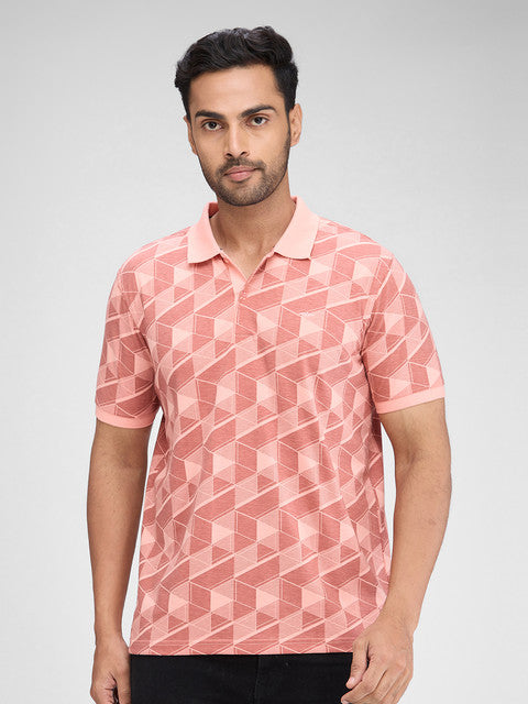 Park Avenue Men Pink Printed Slim Fit Cotton Blend T-Shirt