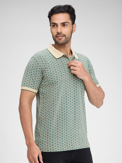 Park Avenue Men Brown Printed Slim Fit Cotton Blend T-Shirt