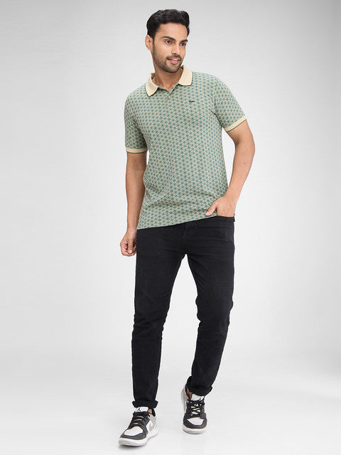 Park Avenue Men Brown Printed Slim Fit Cotton Blend T-Shirt