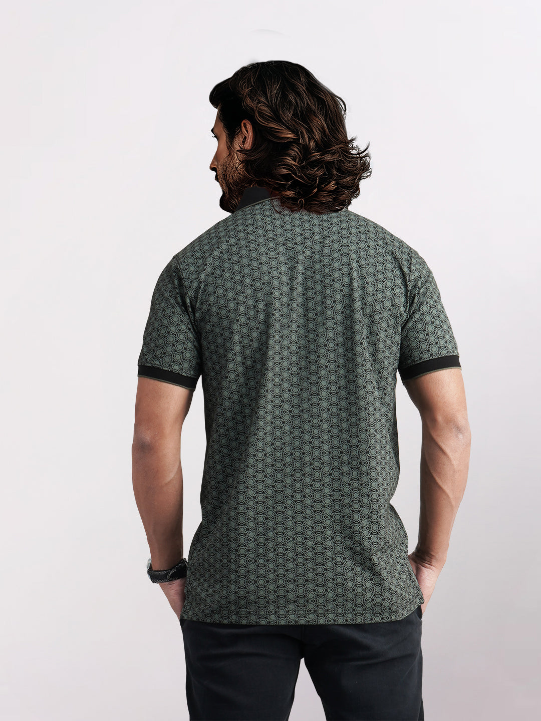 Park Avenue Men Black Printed Slim Fit Cotton Blend T-Shirt