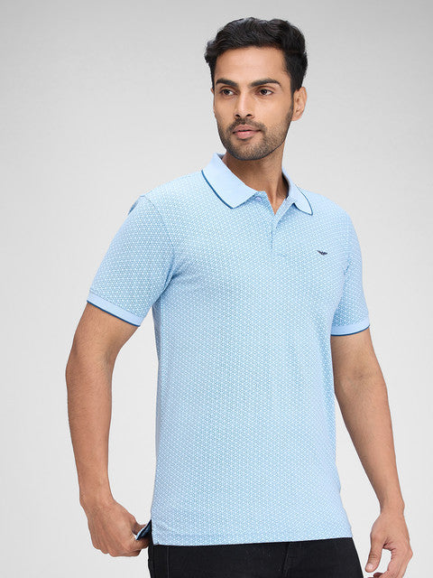 Park Avenue Men Blue Printed Slim Fit Cotton Blend T-Shirt