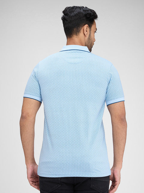 Park Avenue Men Blue Printed Slim Fit Cotton Blend T-Shirt