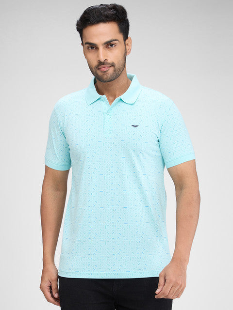 Park Avenue Men Green Printed Slim Fit Cotton Blend T-Shirt