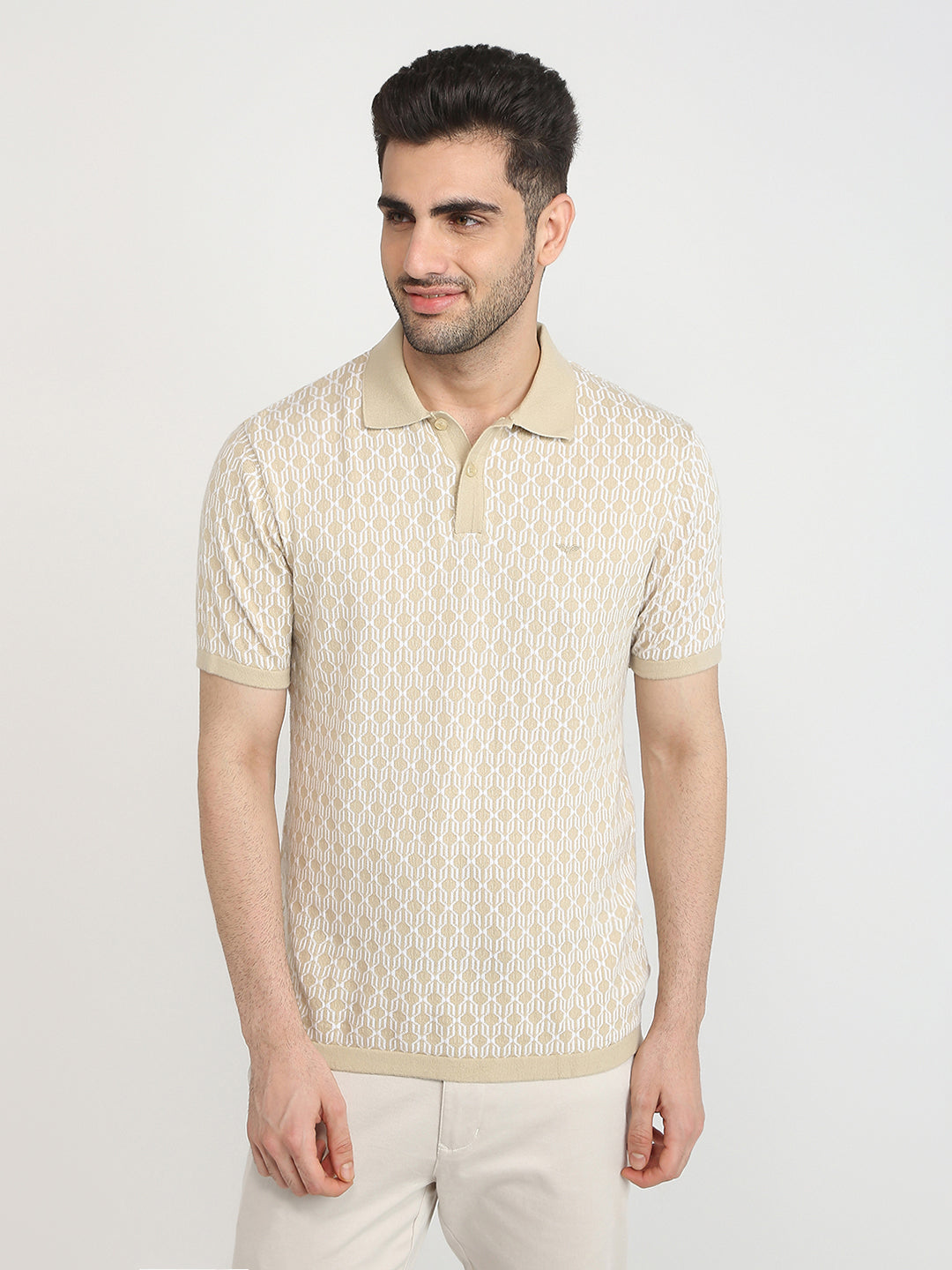 Park Avenue Men Brown Solid Slim Fit Cotton T-Shirt