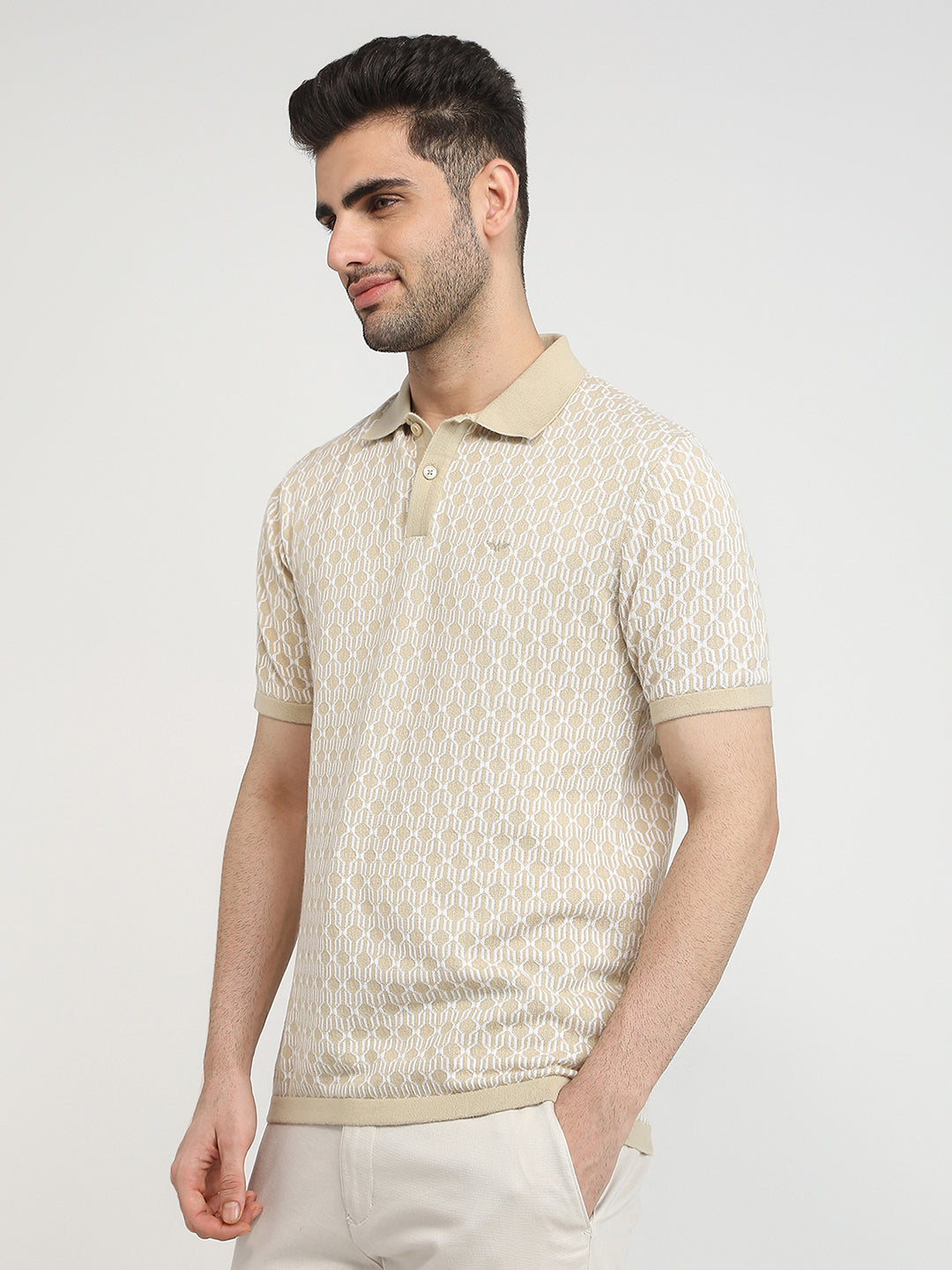 Park Avenue Men Brown Solid Slim Fit Cotton T-Shirt