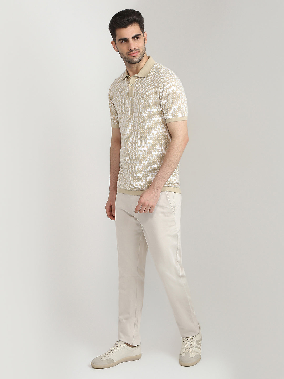Park Avenue Men Brown Solid Slim Fit Cotton T-Shirt