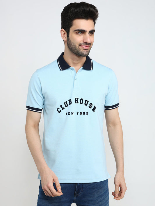 Park Avenue Men Blue Colorblock Slim Fit Cotton Half Sleeve T-Shirt