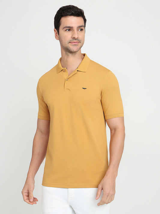Park Avenue Men Brown Solid Slim Fit Cotton Blend Half Sleeve T-Shirt
