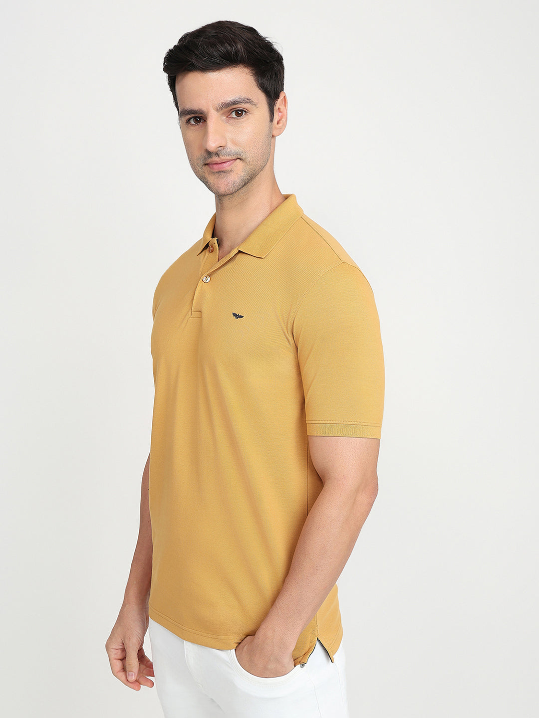 Park Avenue Men Brown Solid Slim Fit Cotton Blend Half Sleeve T-Shirt
