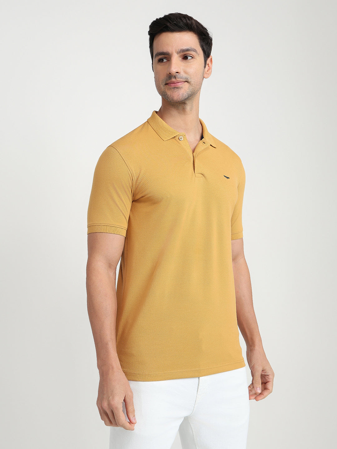 Park Avenue Men Brown Solid Slim Fit Cotton Blend Half Sleeve T-Shirt