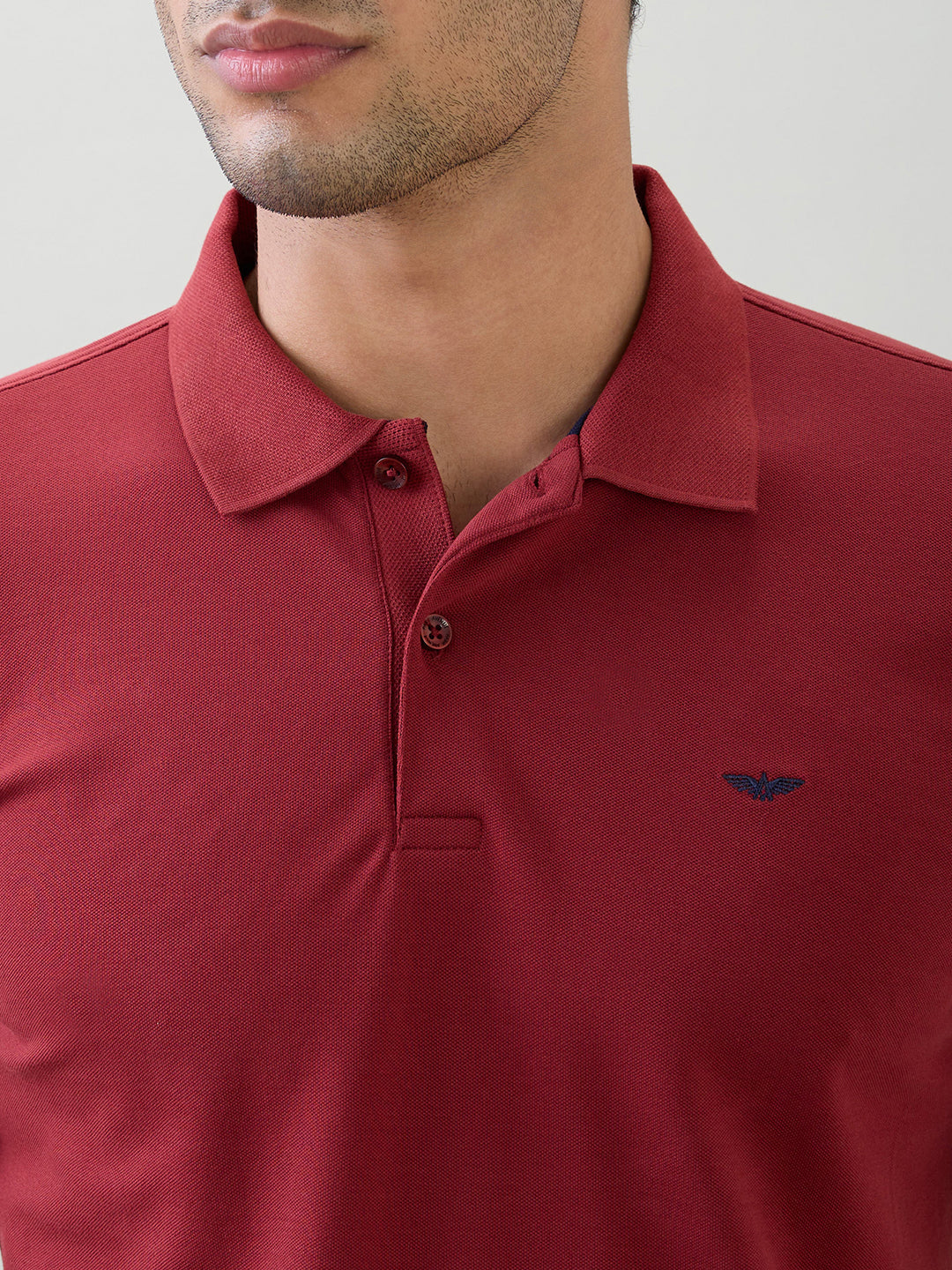 Park Avenue Men Red Solid Slim Fit Cotton Blend Half Sleeve T-Shirt