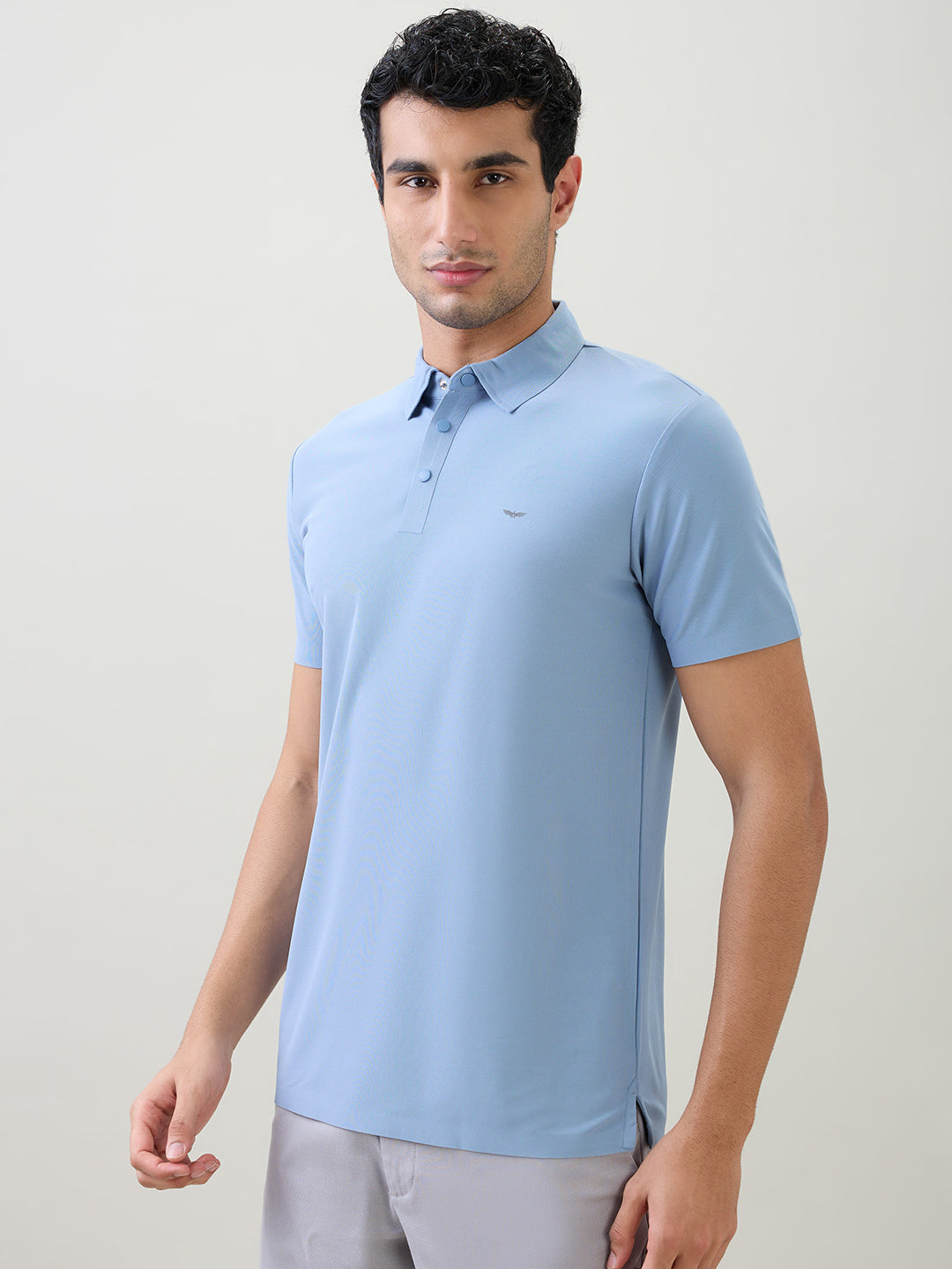 Park Avenue Men Blue Solid Slim Fit Polyester Half Sleeve T-Shirt