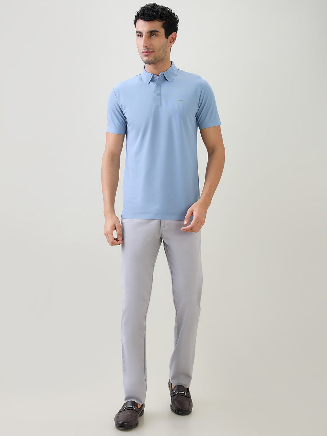 Park Avenue Men Blue Solid Slim Fit Polyester Half Sleeve T-Shirt