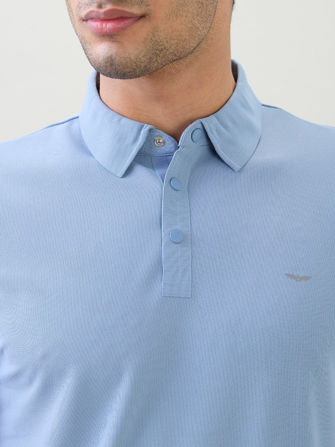 Park Avenue Men Blue Solid Slim Fit Polyester Half Sleeve T-Shirt