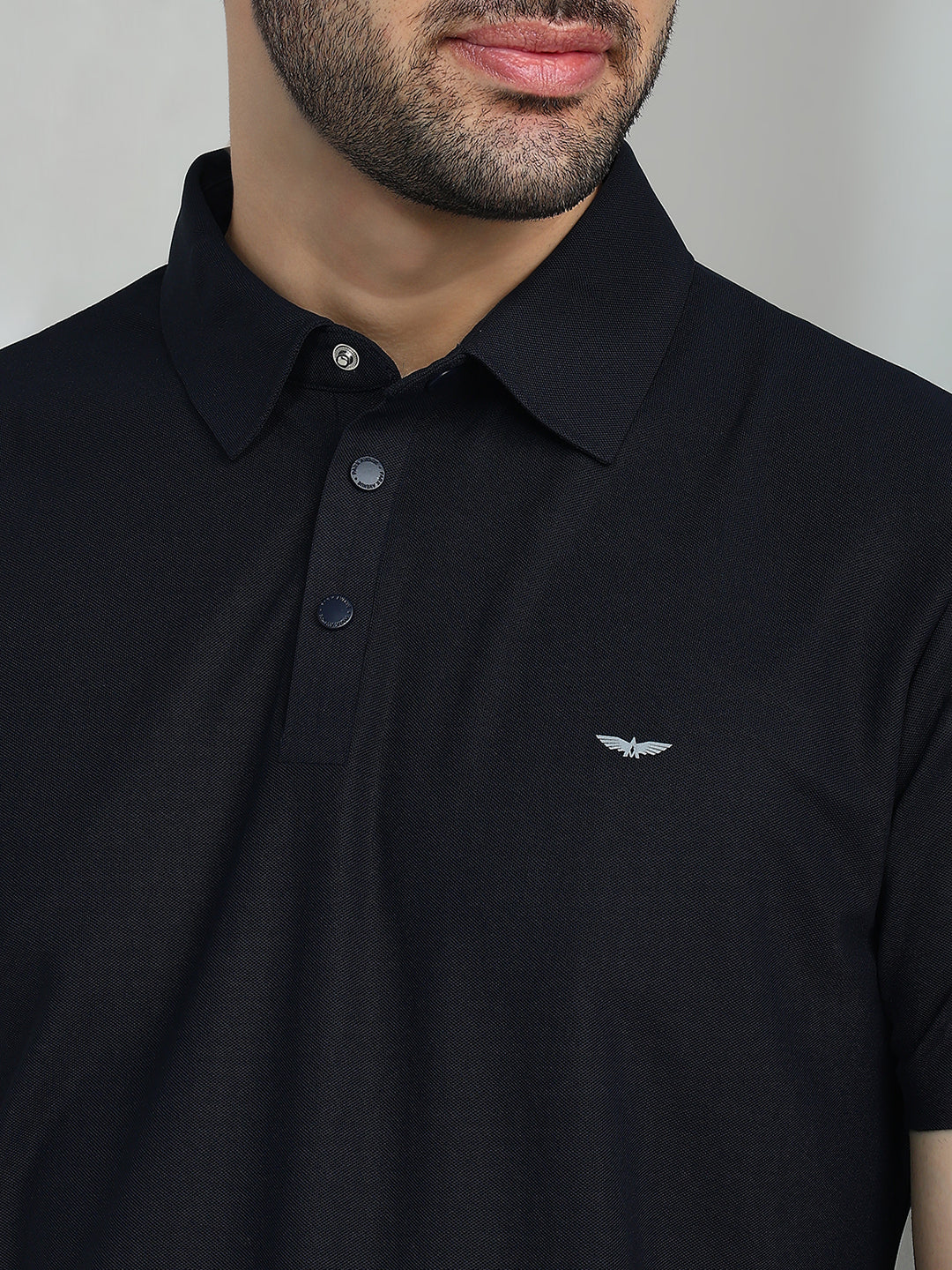 Park Avenue Men Blue Solid Slim Fit Polyester Half Sleeve T-Shirt