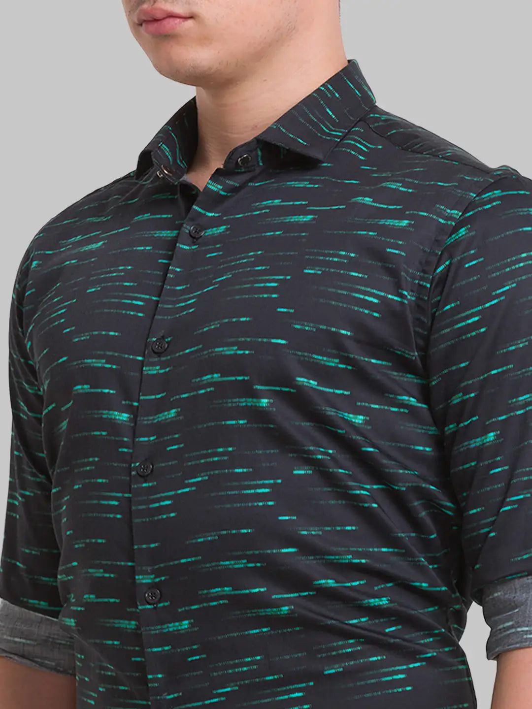 Park Avenue Men Black Printed Slim Fit Cotton Casual Shirt