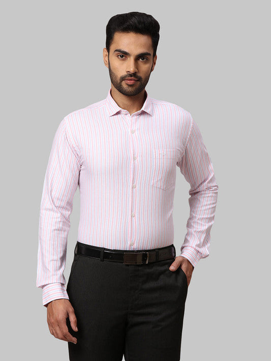 Park Avenue Men White Striped Slim Fit Cotton Casual Shirt