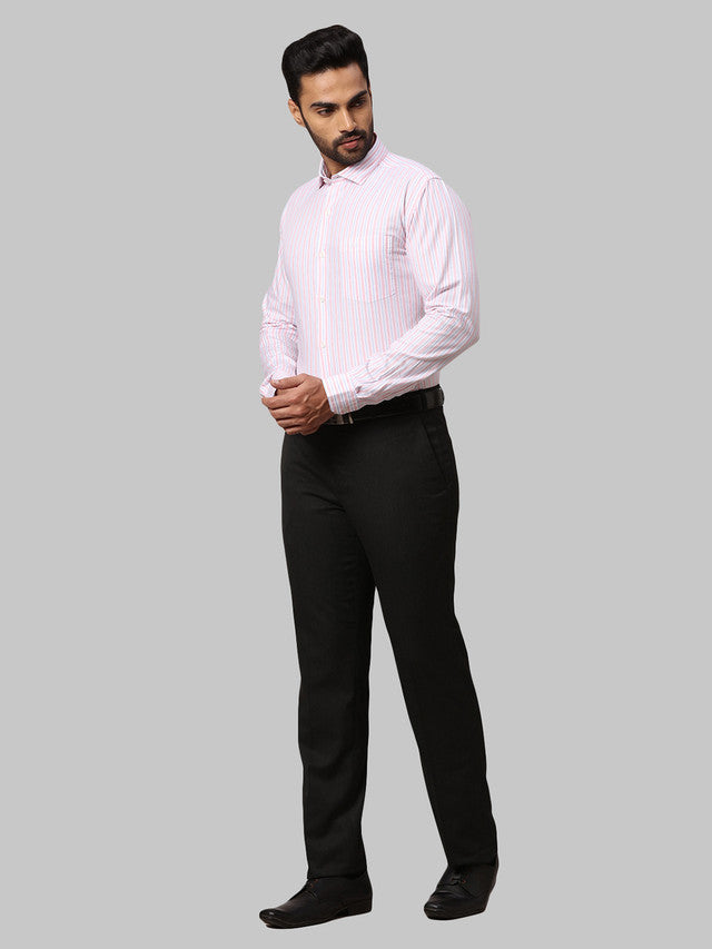 Park Avenue Men White Striped Slim Fit Cotton Casual Shirt