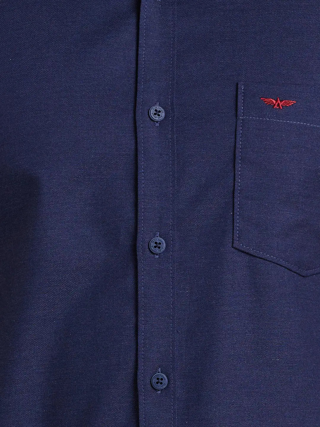 Men Blue Slim Fit Solid Cotton Shirts