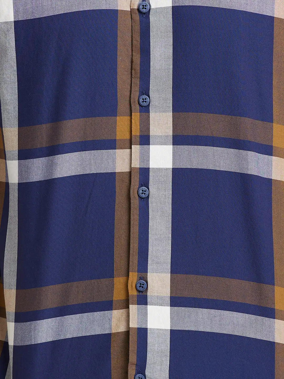 Men Blue Slim Fit Checks Cotton Shirts