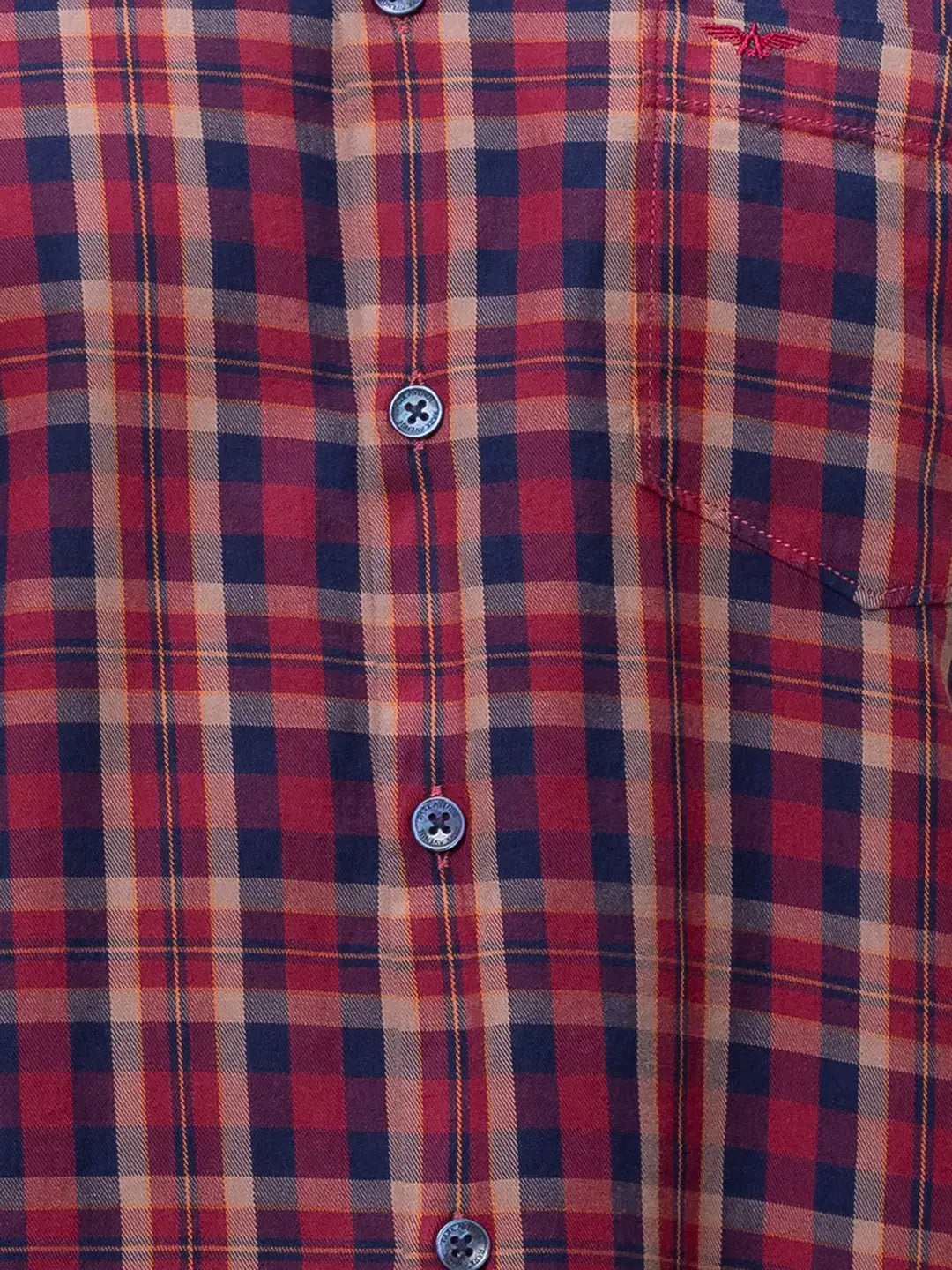 Park Avenue Men Red Checks Slim Fit Cotton Shirts